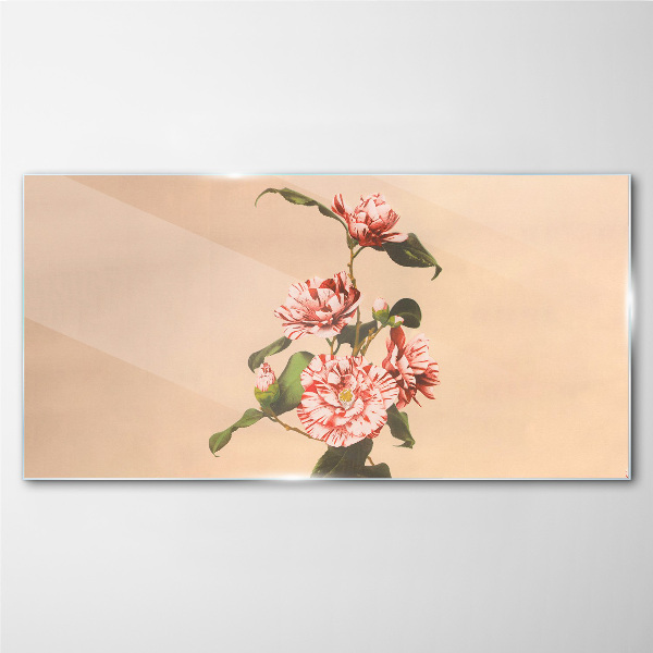 Schilderij op glas Bloemenmotief in delicate tinten