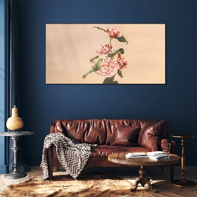 Schilderij op glas Bloemenmotief in delicate tinten