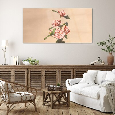 Schilderij op glas Bloemenmotief in delicate tinten