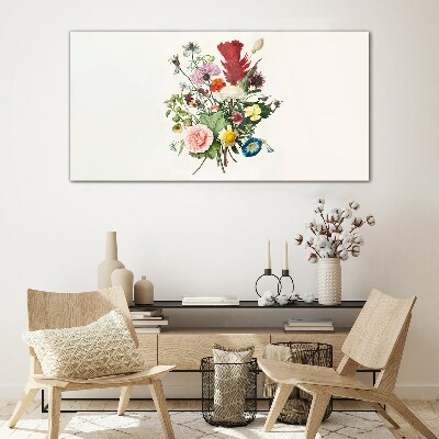 Glas foto Bloemencompositie in pastelkleuren