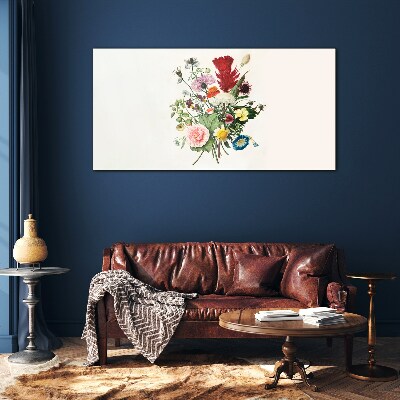 Glas foto Bloemencompositie in pastelkleuren