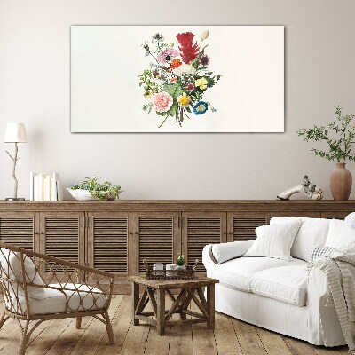 Glas foto Bloemencompositie in pastelkleuren