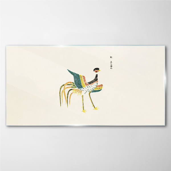 Glas foto Kleurrijke vogel op de achtergrond