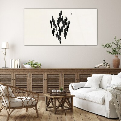 Schilderij op glas Zwarte figuren op een witte achtergrond