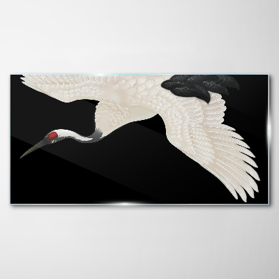 Glas foto De elegantie van het witte kraanvogelsilhouet