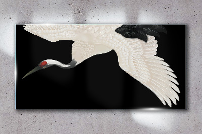 Glas foto De elegantie van het witte kraanvogelsilhouet