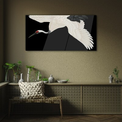 Glas foto De elegantie van het witte kraanvogelsilhouet