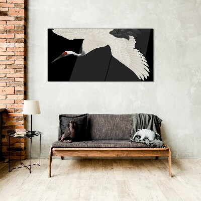 Glas foto De elegantie van het witte kraanvogelsilhouet