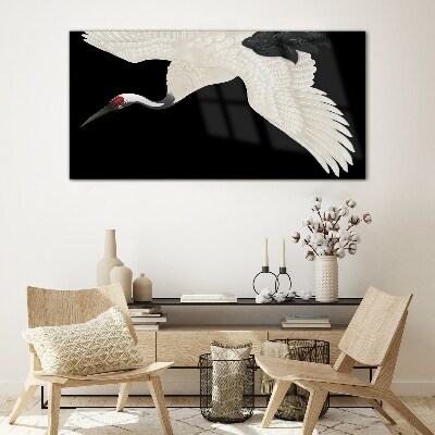 Glas foto De elegantie van het witte kraanvogelsilhouet