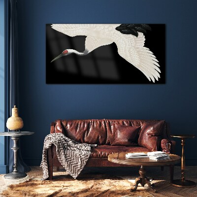 Glas foto De elegantie van het witte kraanvogelsilhouet