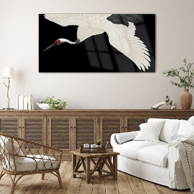 Glas foto De elegantie van het witte kraanvogelsilhouet