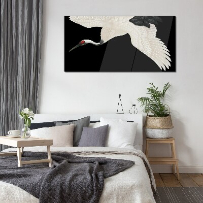 Glas foto De elegantie van het witte kraanvogelsilhouet