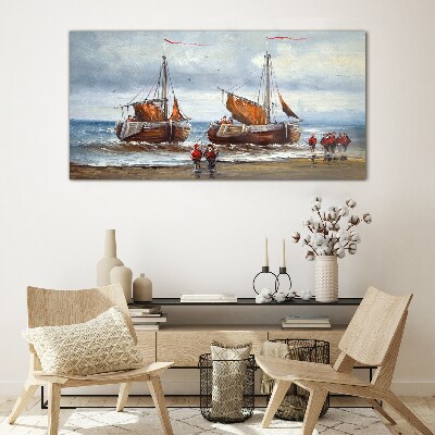 Foto op glas Zeilen aan de horizon