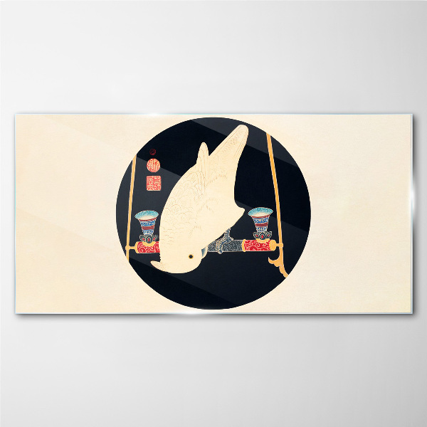 Schilderij op glas Visharmonie op een maanverlichte nacht