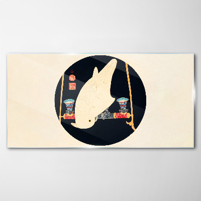 Schilderij op glas Visharmonie op een maanverlichte nacht