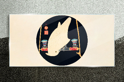 Schilderij op glas Visharmonie op een maanverlichte nacht