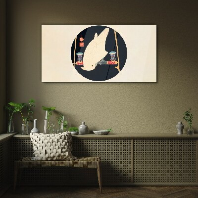 Schilderij op glas Visharmonie op een maanverlichte nacht