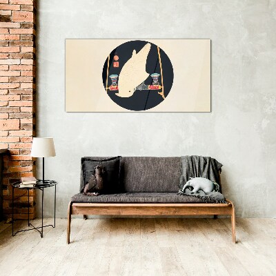 Schilderij op glas Visharmonie op een maanverlichte nacht