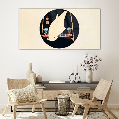 Schilderij op glas Visharmonie op een maanverlichte nacht