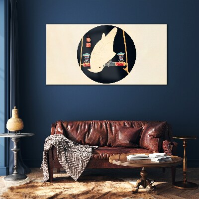 Schilderij op glas Visharmonie op een maanverlichte nacht