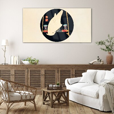 Schilderij op glas Visharmonie op een maanverlichte nacht