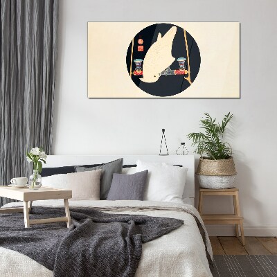 Schilderij op glas Visharmonie op een maanverlichte nacht