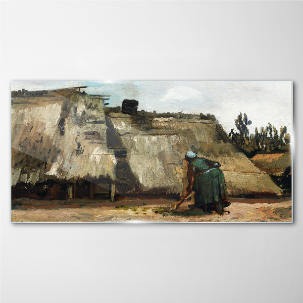 Schilderij op glas Werken in het veld