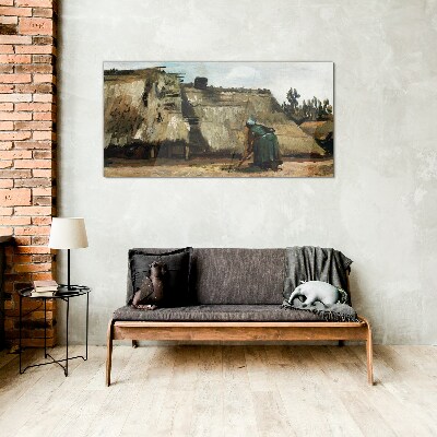 Schilderij op glas Werken in het veld