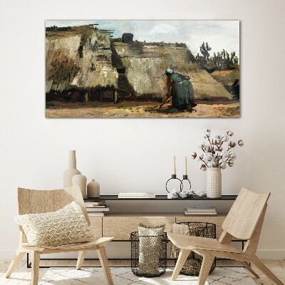 Schilderij op glas Werken in het veld