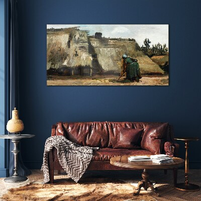 Schilderij op glas Werken in het veld