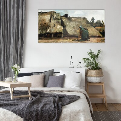 Schilderij op glas Werken in het veld