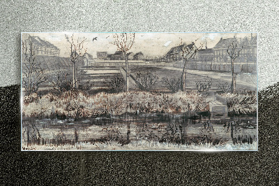 Foto op glas Uitzicht op het dorp in de winter