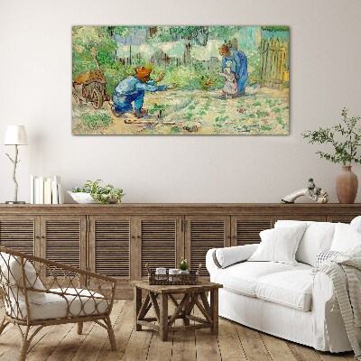 Glas foto Familiemomenten in de tuin