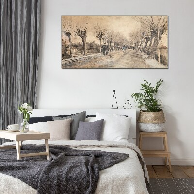 Foto op glas Winterlandschap met bomen