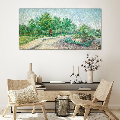 Schilderij op glas Een zomerwandeling in de tuin