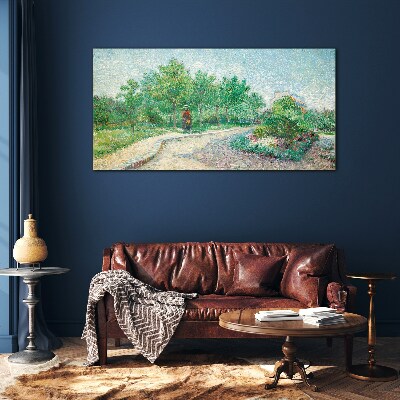 Schilderij op glas Een zomerwandeling in de tuin