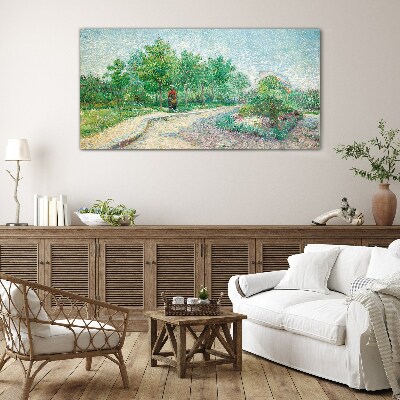 Schilderij op glas Een zomerwandeling in de tuin