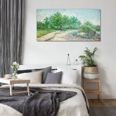 Schilderij op glas Een zomerwandeling in de tuin