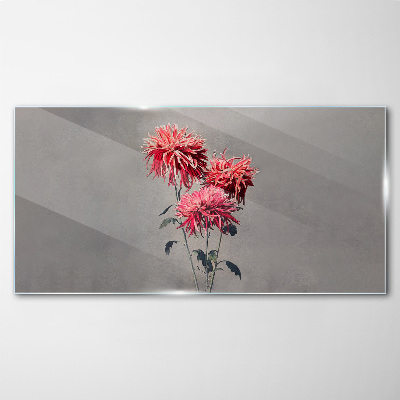 Schilderij op glas Roze bloemen op een grijze achtergrond