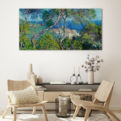 Foto op glas Mediterraan landschap met bomen