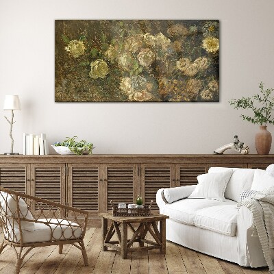 Glas foto Een bloemenlandschap in aardse tinten