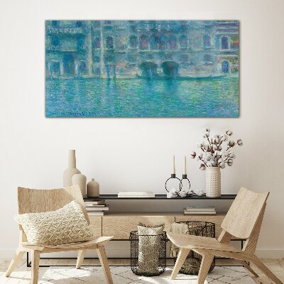 Schilderij op glas De lagune van Venetië in tinten blauw