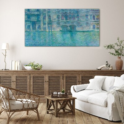 Schilderij op glas De lagune van Venetië in tinten blauw