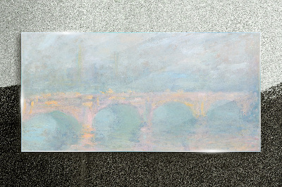 Glas foto Brug in de ochtendmist