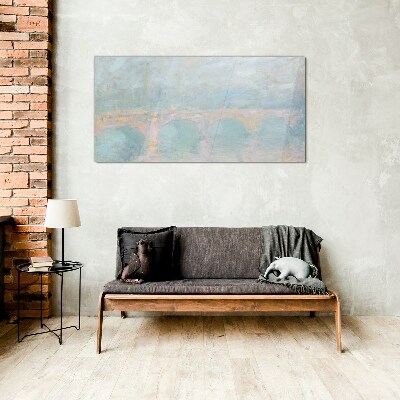 Glas foto Brug in de ochtendmist