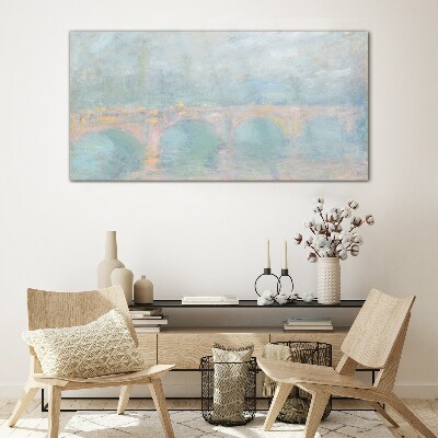 Glas foto Brug in de ochtendmist