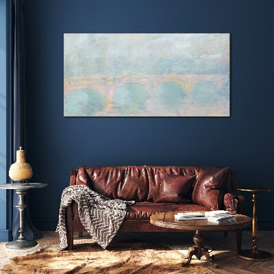 Glas foto Brug in de ochtendmist