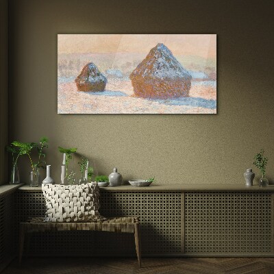 Foto op glas Winterlandschap met sneeuwduinen