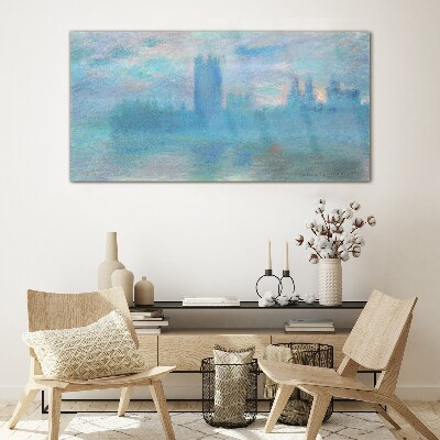 Foto op glas Mistig Londen in de ochtend