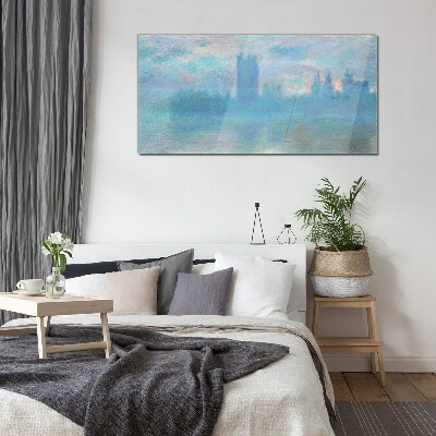 Foto op glas Mistig Londen in de ochtend